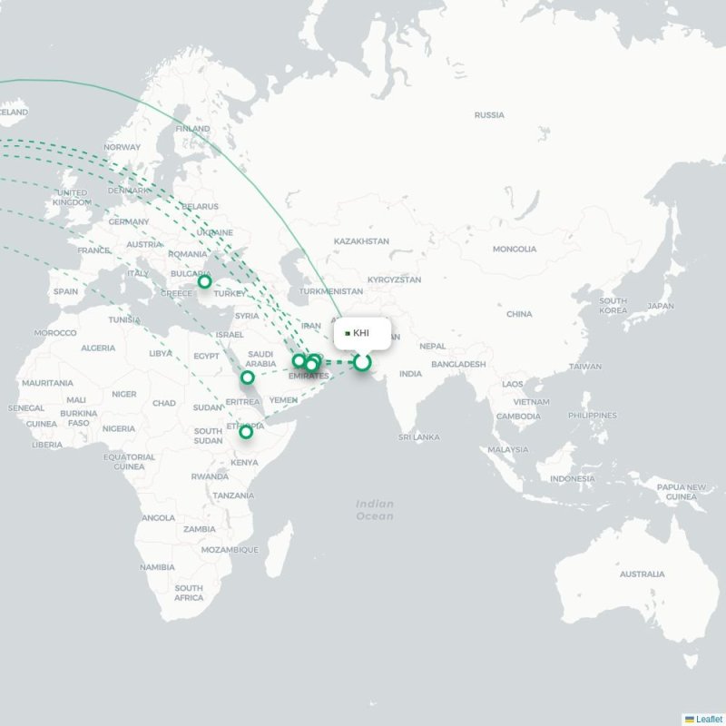 KHI - YYZ route map