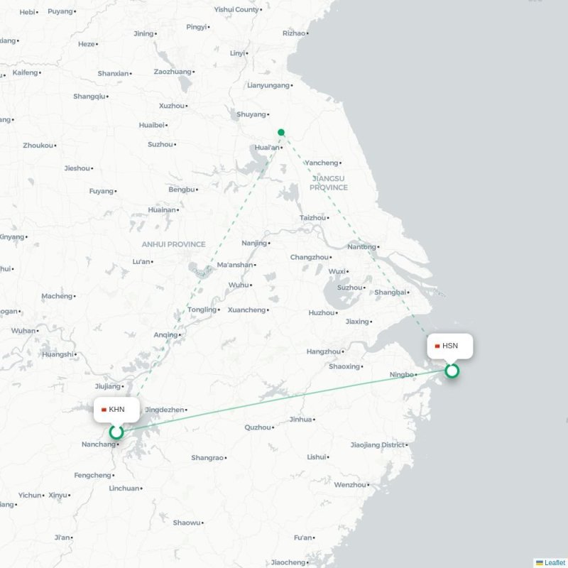 KHN - HSN route map