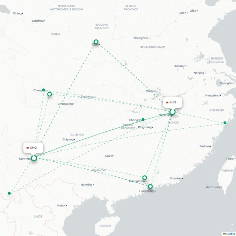 KHN - KMG route map