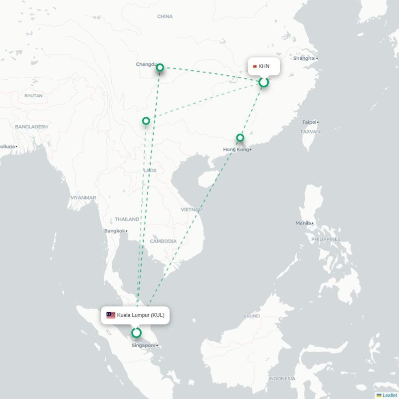KHN - KUL route map