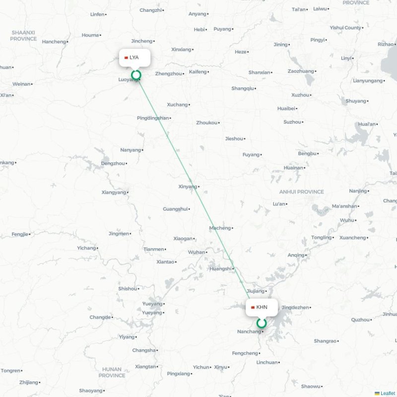 KHN - LYA route map