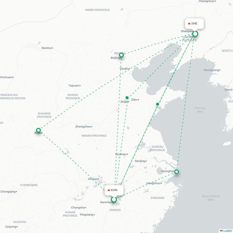 KHN - SHE route map