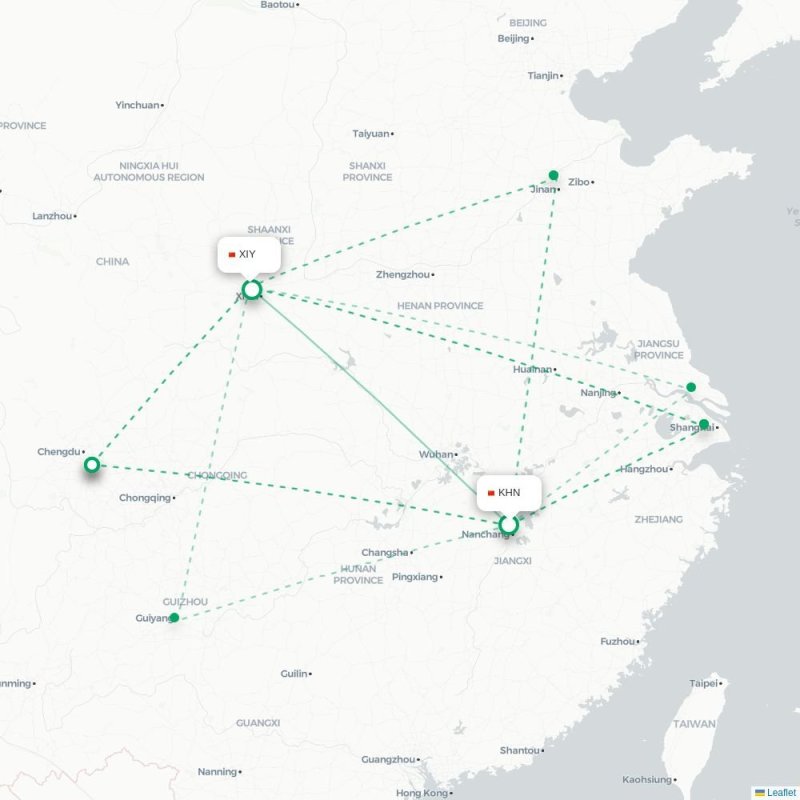 KHN - XIY route map