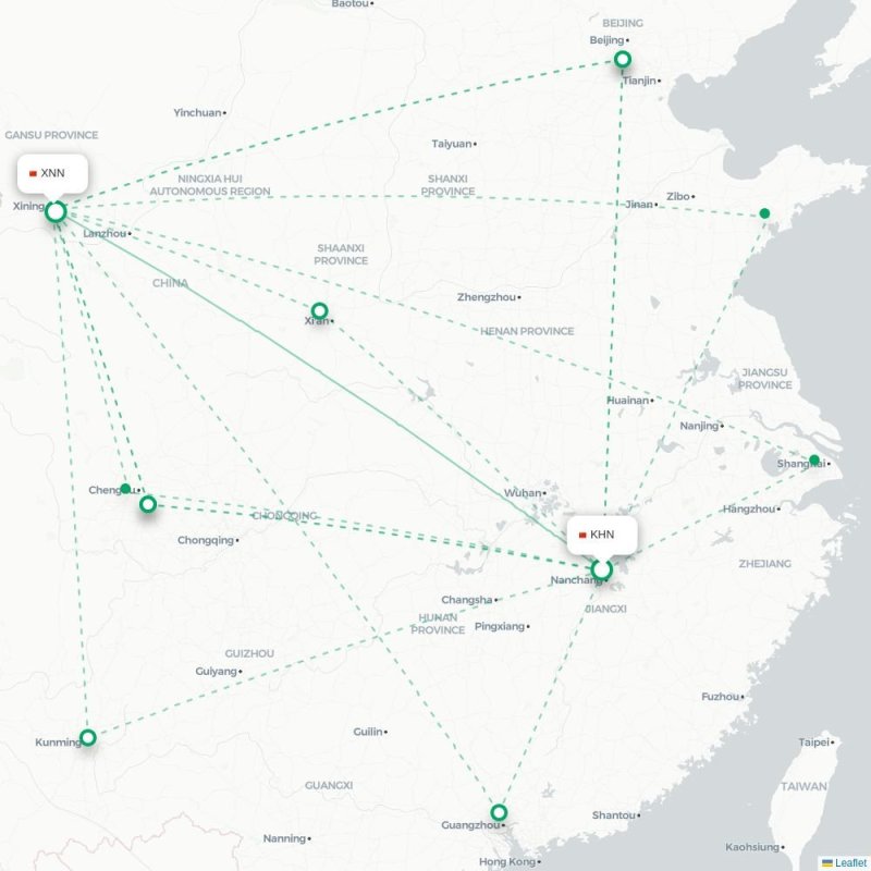 KHN - XNN route map