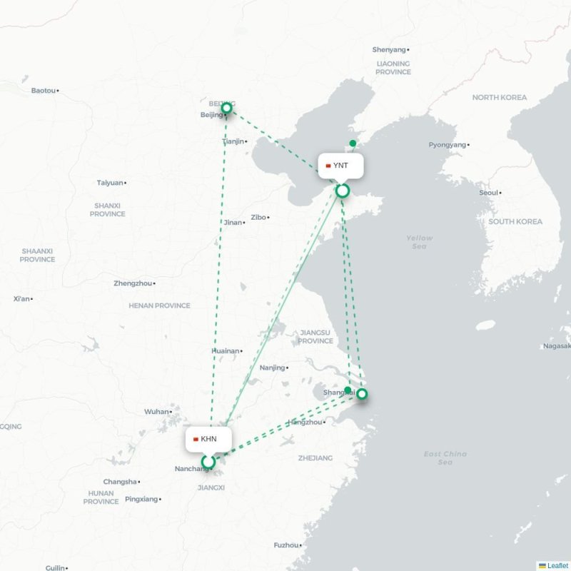 KHN - YNT route map
