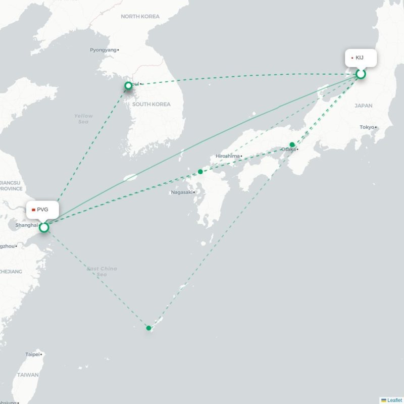 KIJ - PVG route map