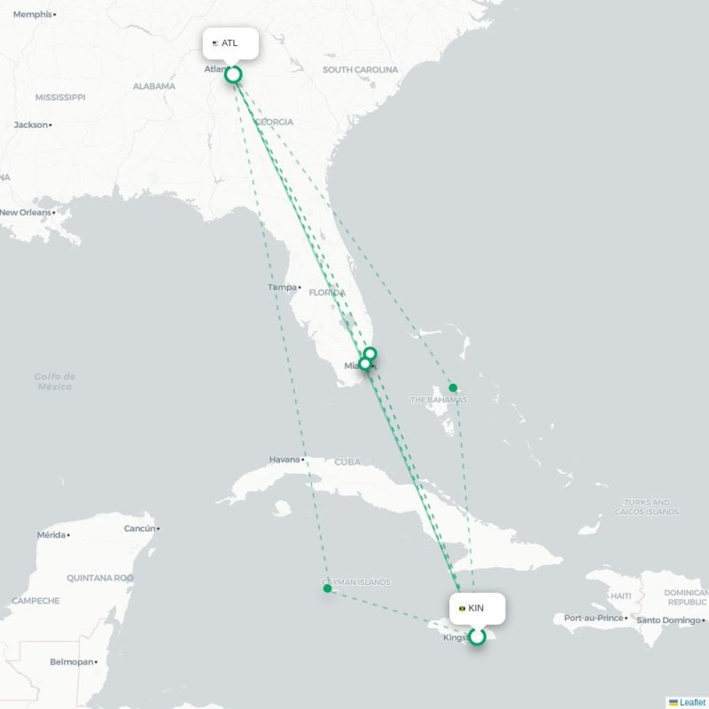 KIN - ATL route map