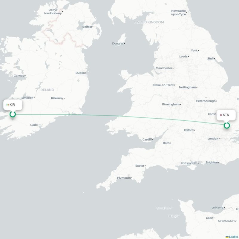 KIR - STN route map