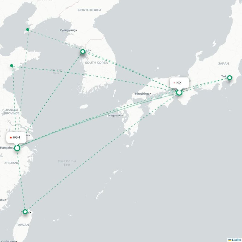 KIX - HGH route map