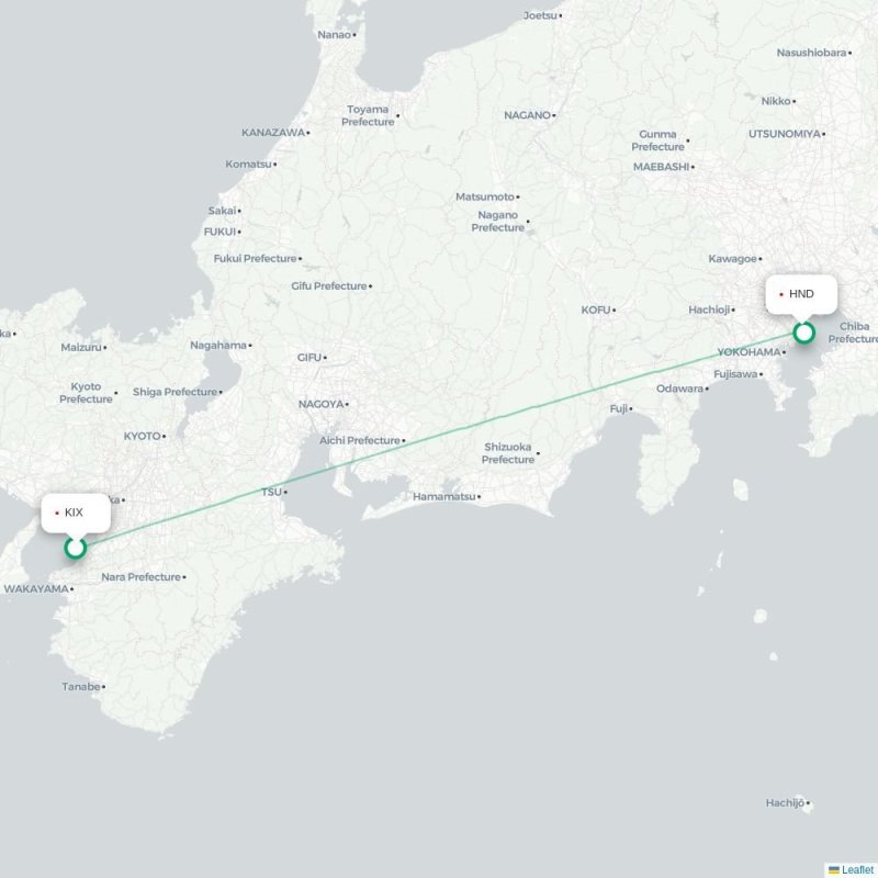 KIX - HND route map