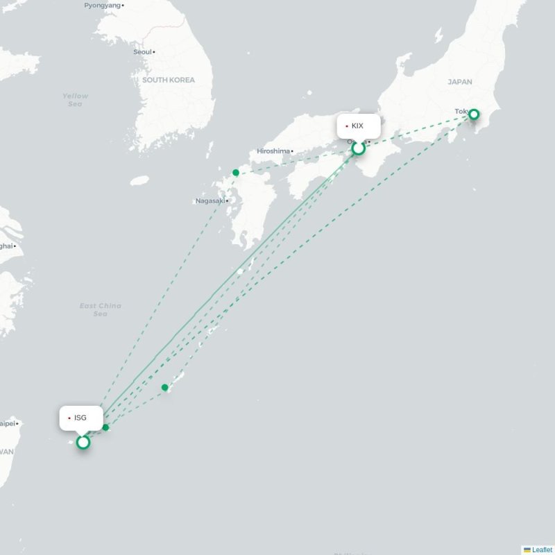 KIX - ISG route map