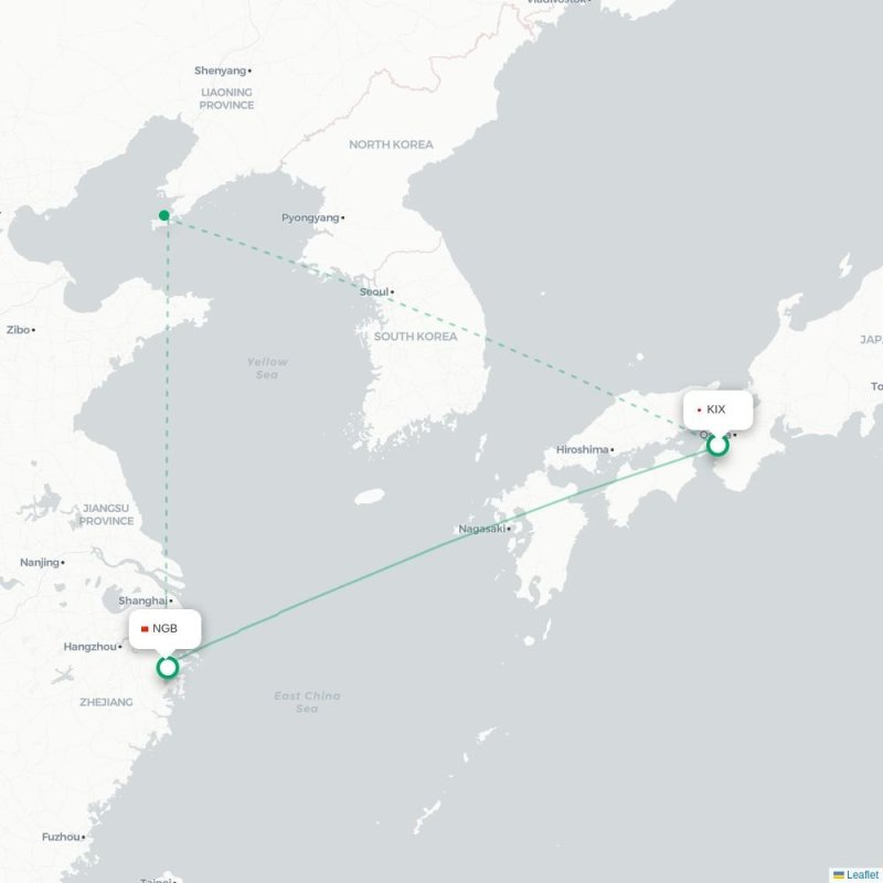 KIX - NGB route map