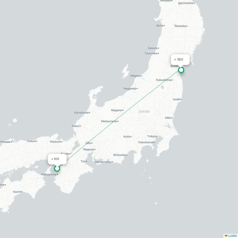 KIX - SDJ route map