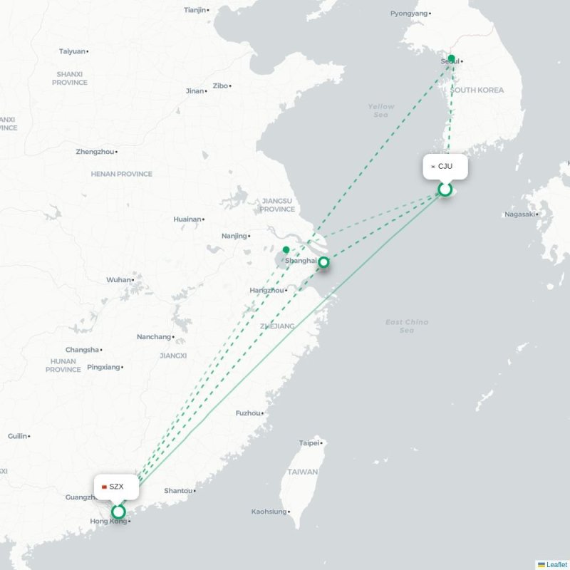 KIX - SZX route map