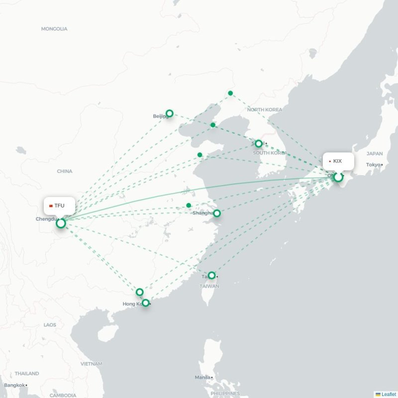 KIX - TFU route map