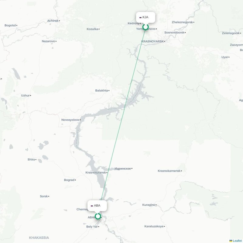 KJA - ABA route map