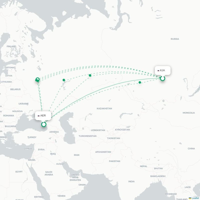 KJA - AER route map