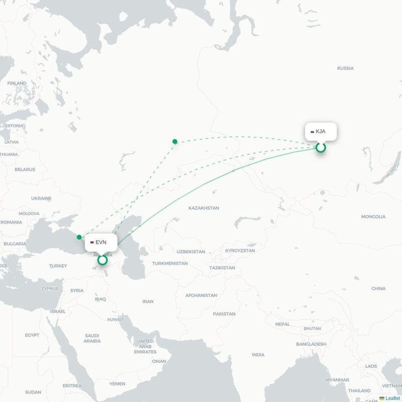 KJA - EVN route map