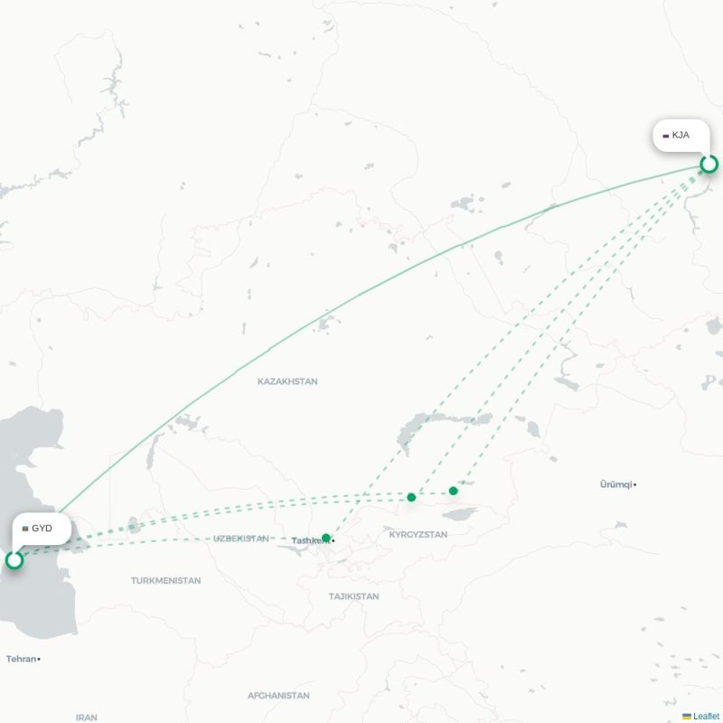 KJA - GYD route map
