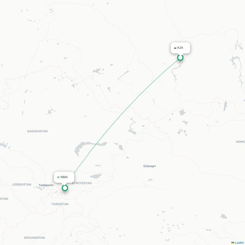 KJA - NMA route map