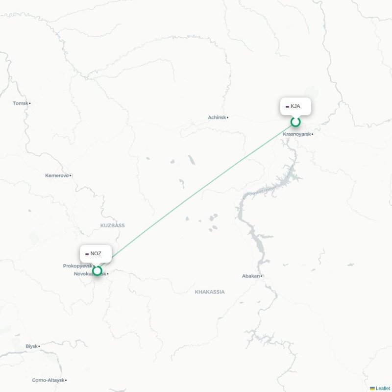 KJA - NOZ route map