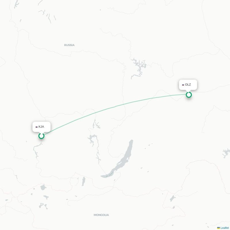 KJA - OLZ route map
