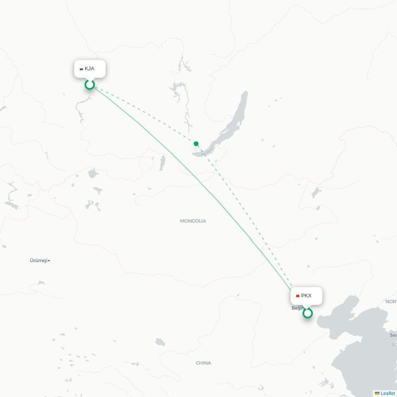 KJA - PKX route map