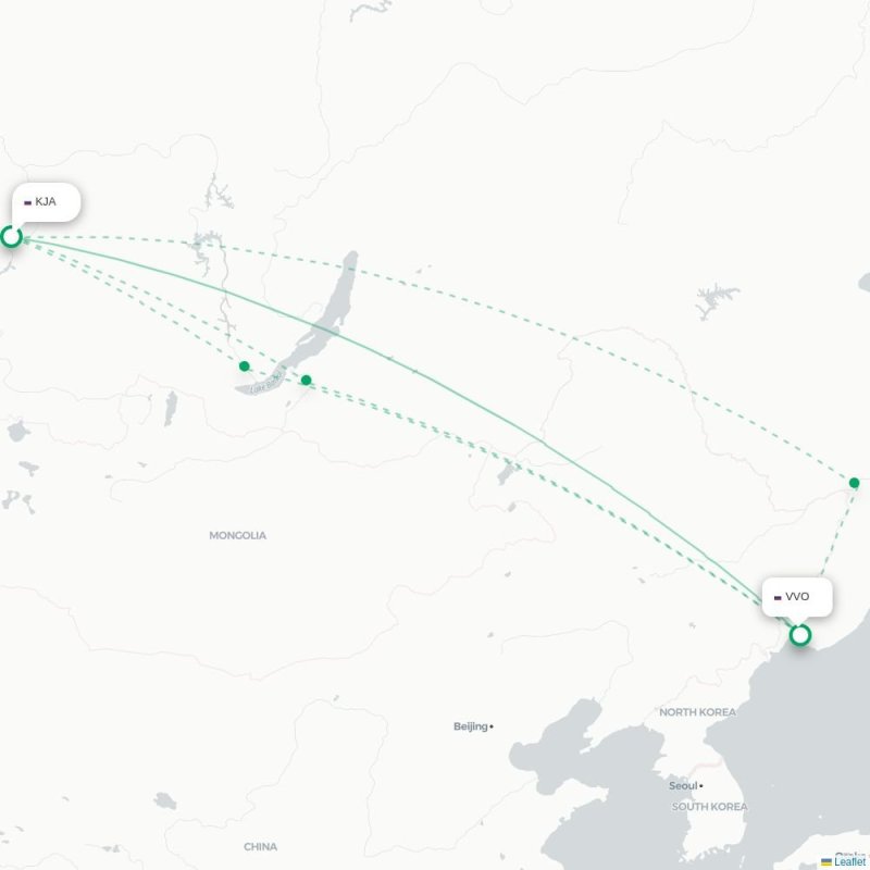 KJA - VVO route map