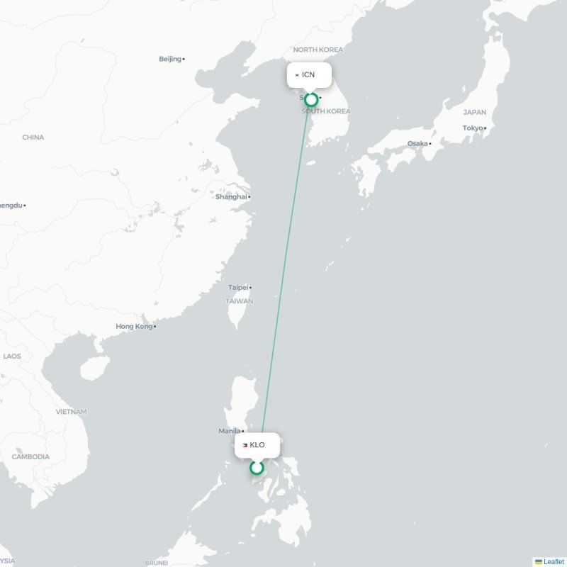 KLO - ICN route map