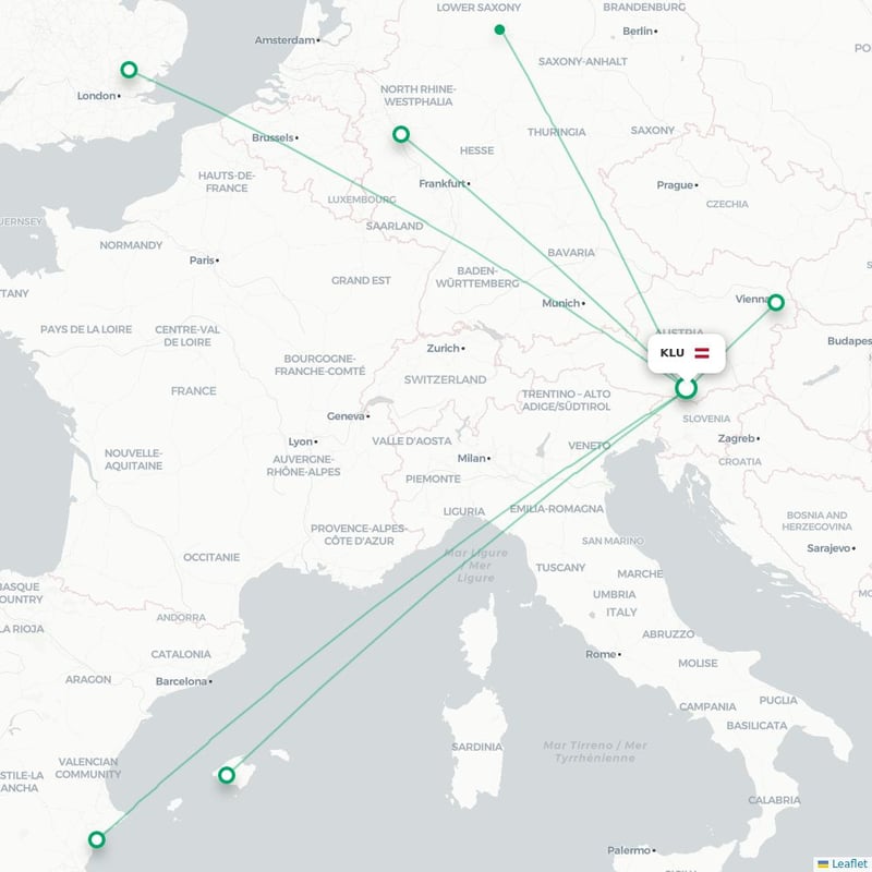 Route map Klagenfurt  KLU 