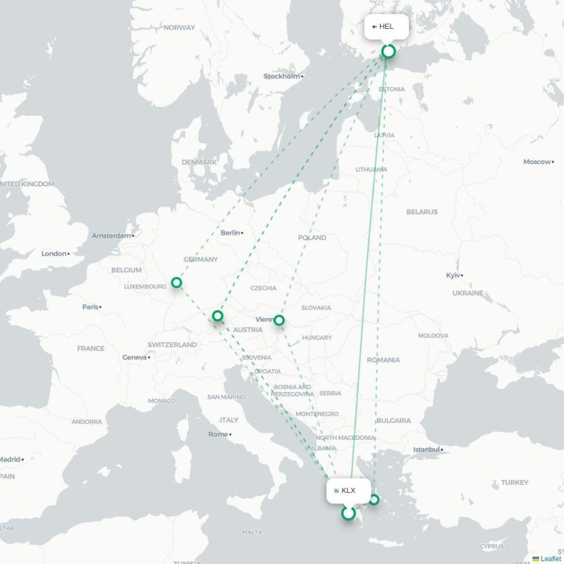 KLX - HEL route map