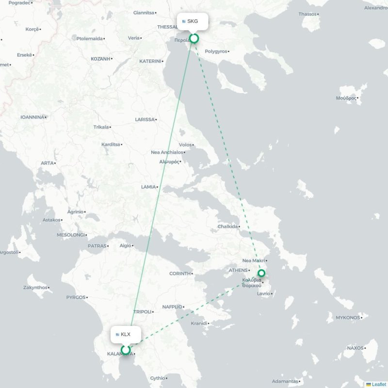 KLX - SKG route map