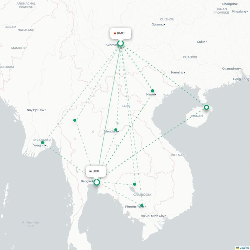KMG - BKK route map