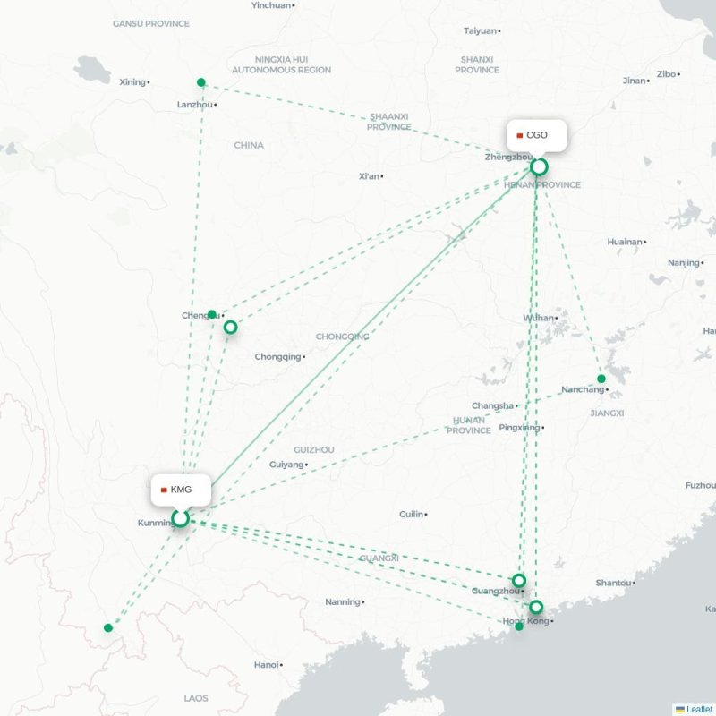 KMG - CGO route map