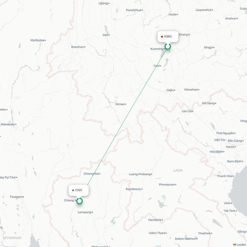 KMG - CNX route map
