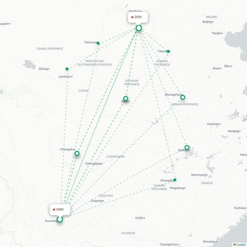KMG - DSN route map