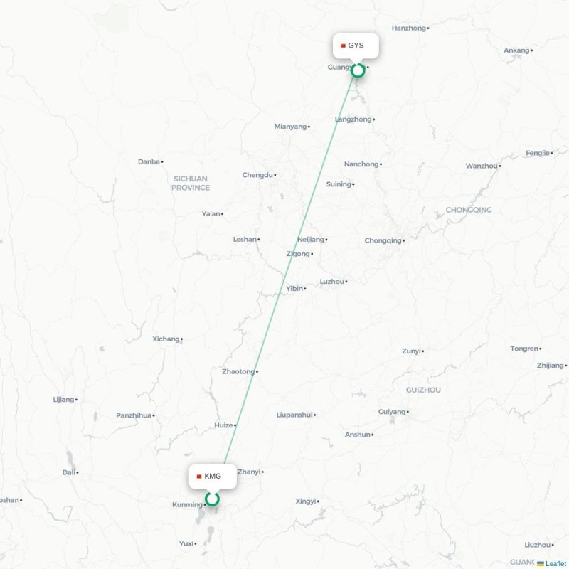 KMG - GYS route map