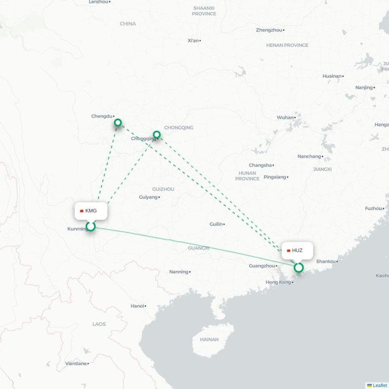 KMG - HUZ route map