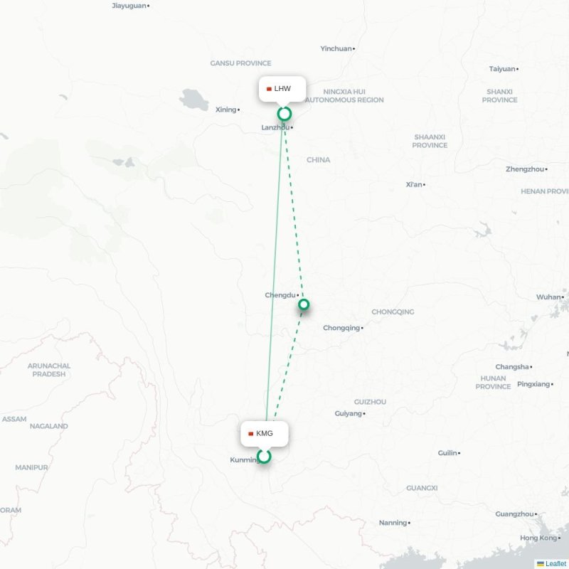 KMG - LHW route map