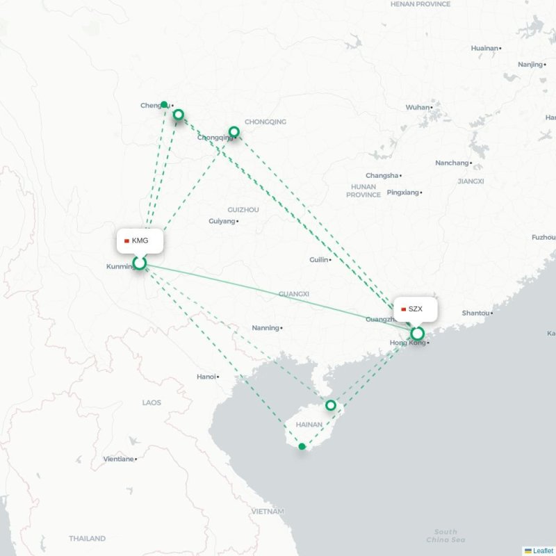 KMG - SZX route map