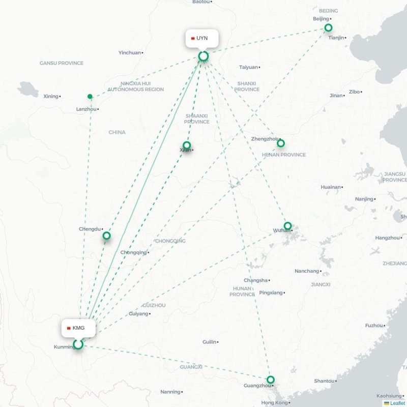 KMG - UYN route map