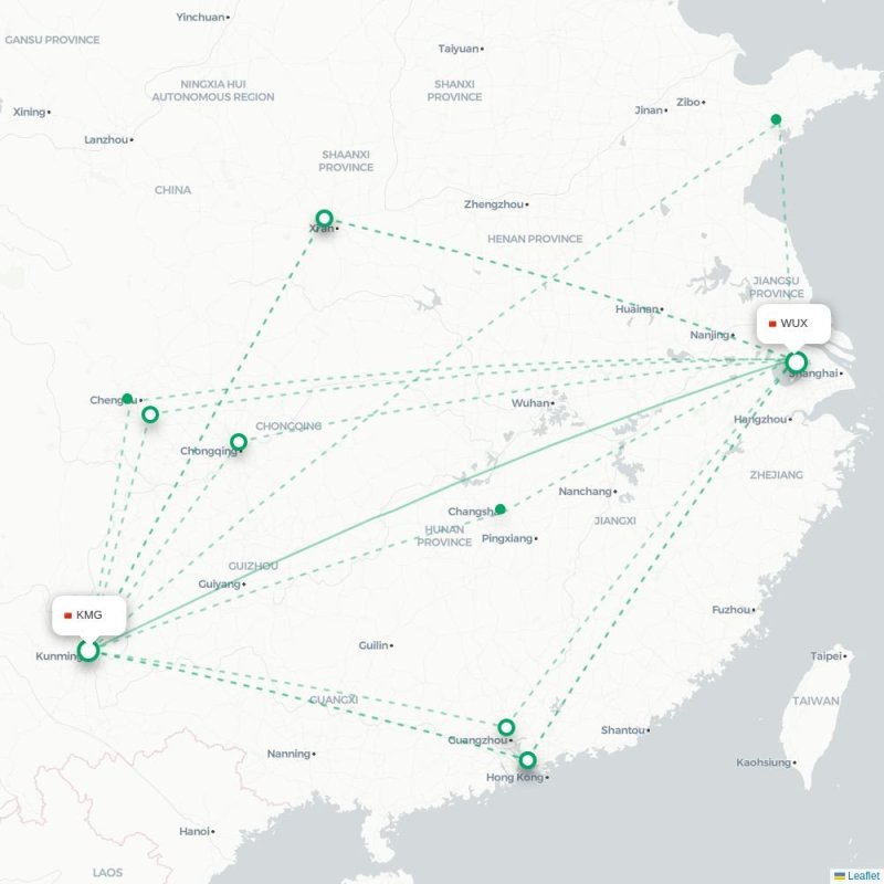 KMG - WUX route map