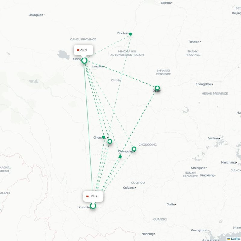 KMG - XNN route map