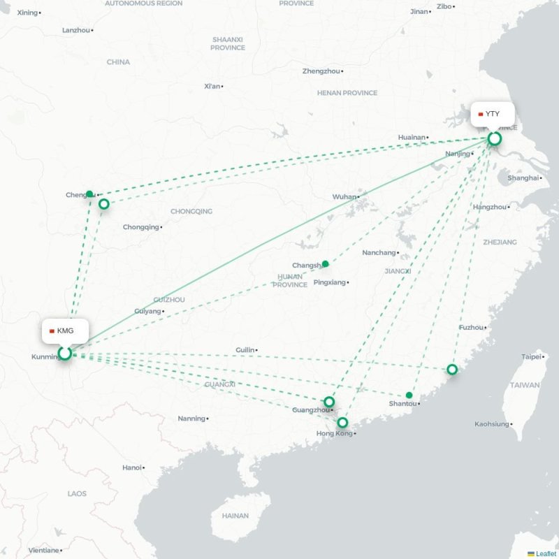 KMG - YTY route map