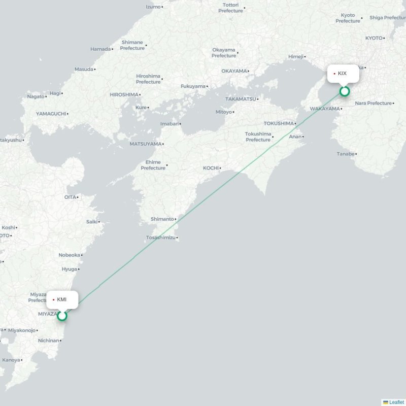 KMI - KIX route map