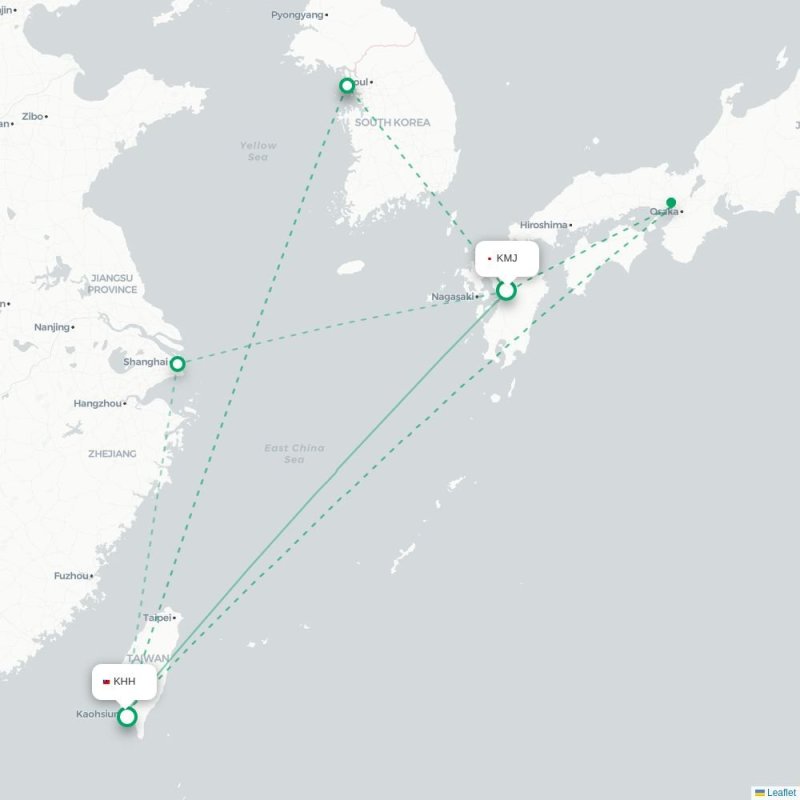 KMJ - KHH route map
