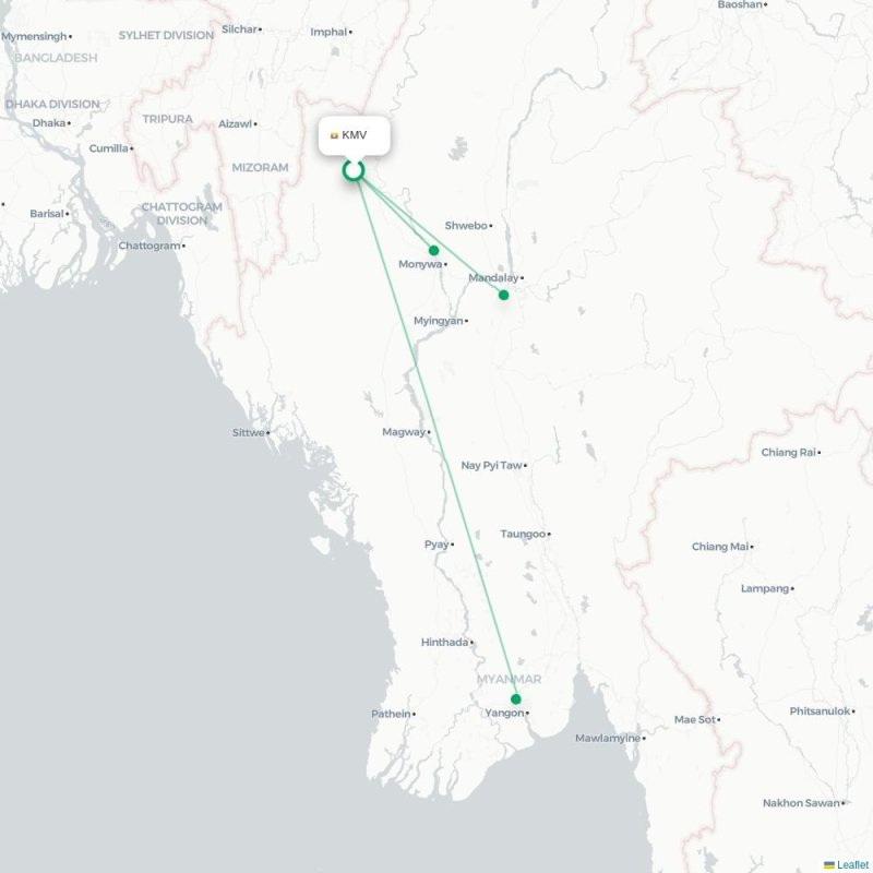 KMV - NYW route map