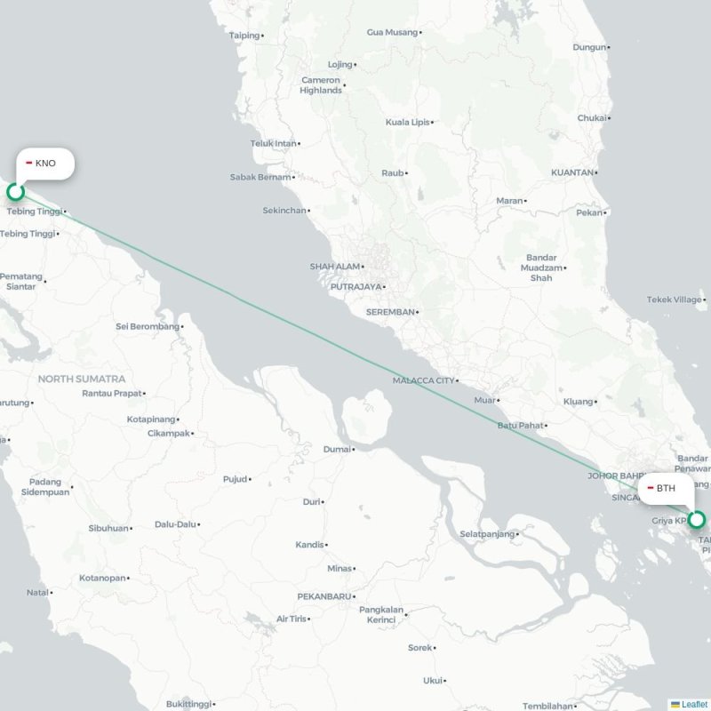KNO - BTH route map