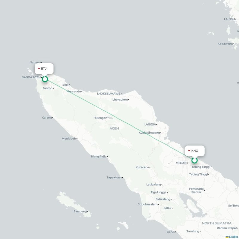 KNO - BTJ route map