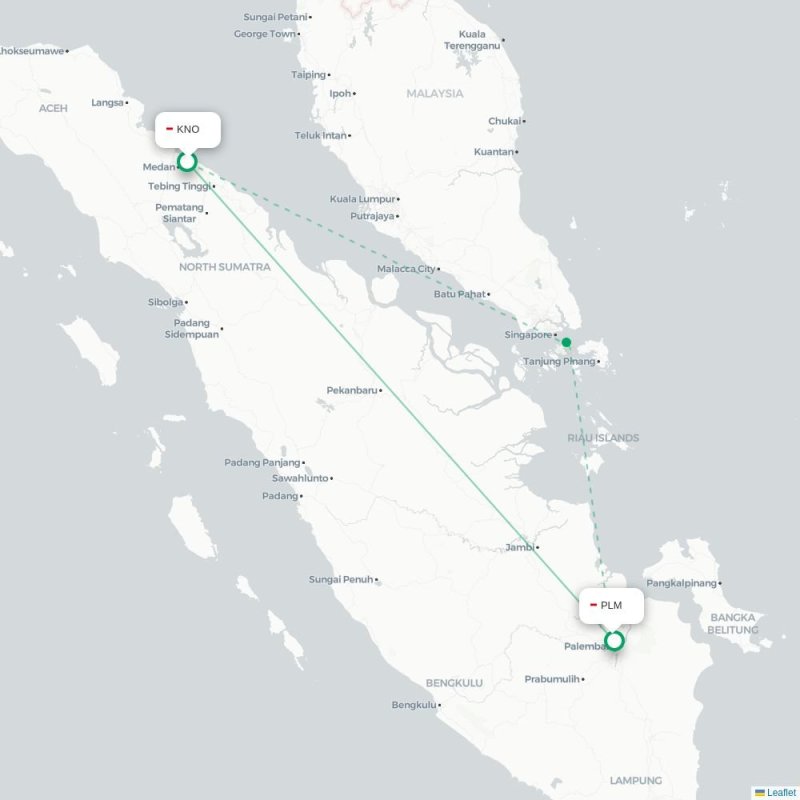 KNO - PLM route map